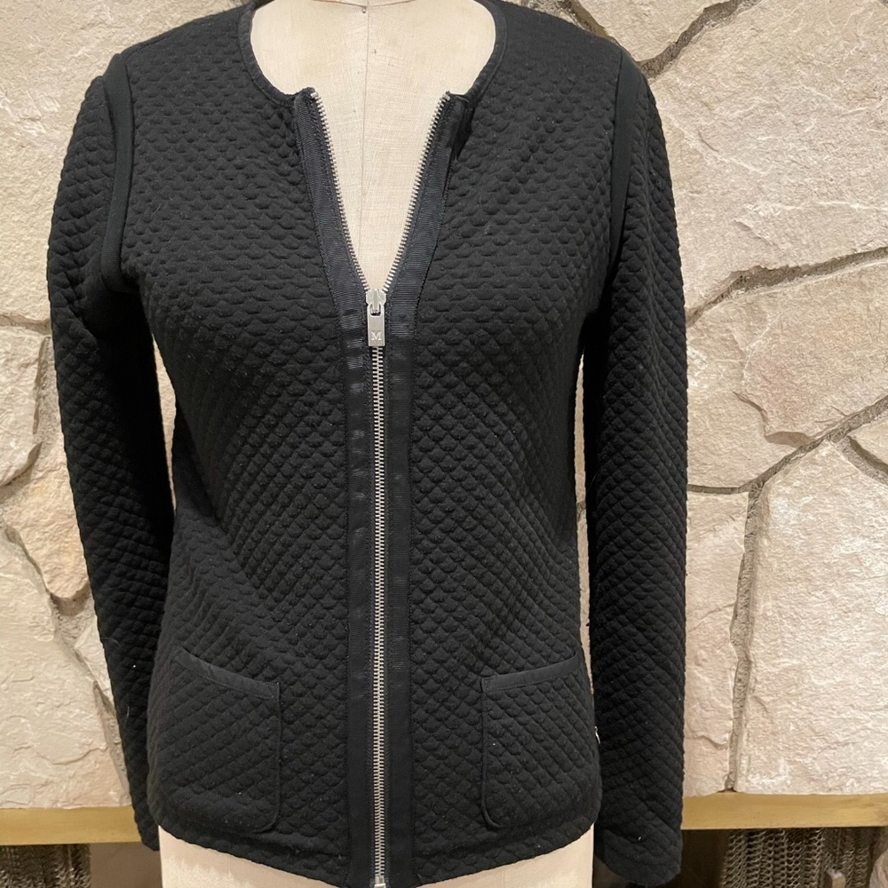 Black Cotton quilted Maison Scotch zip front jacket small